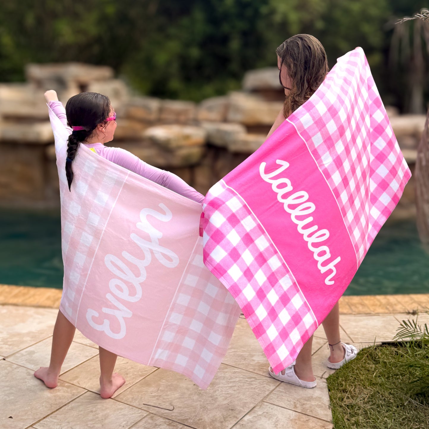 Gingham Personalized Beach Towel