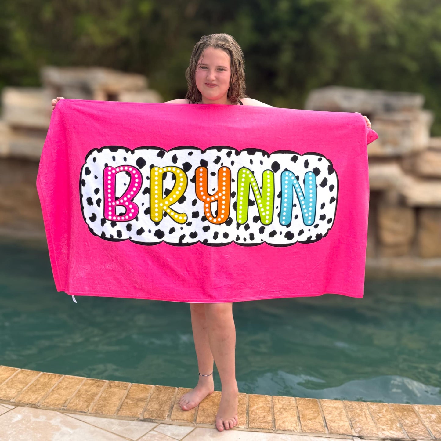 Dalmatian Dots Personalized Towel