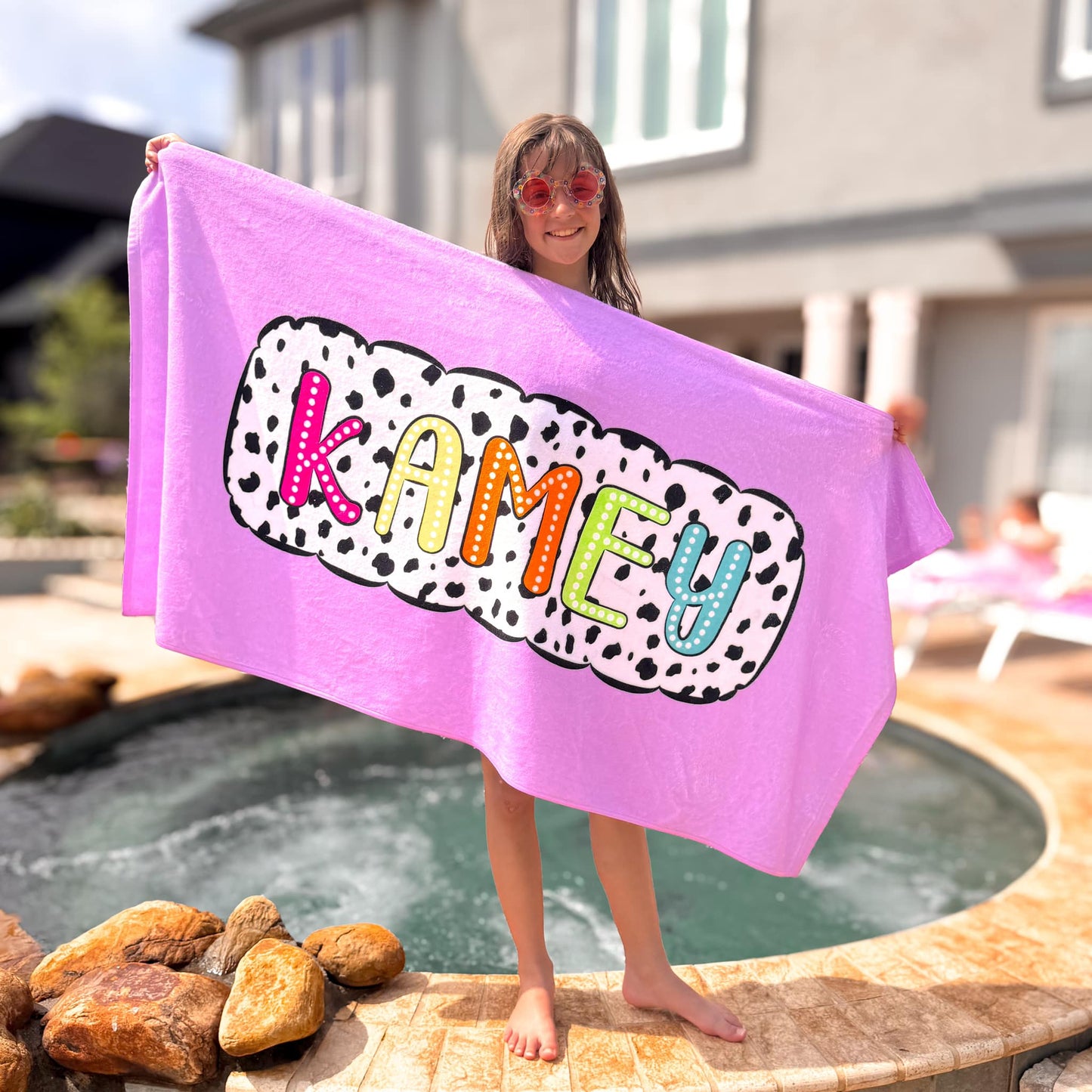 Dalmatian Dots Personalized Towel