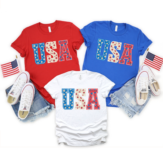 Floral USA Graphic Tee