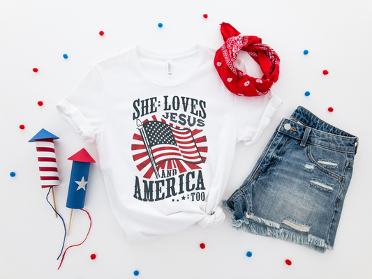 She Loves Jesus And America Graphic Tee