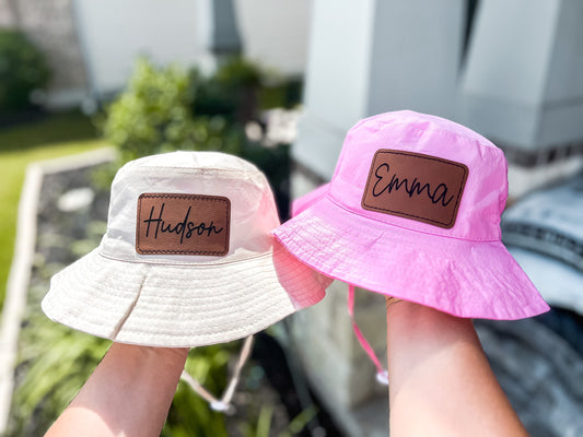 Personalized Leather Patch Bucket Hat