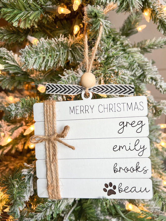 Book Stack Family Ornament