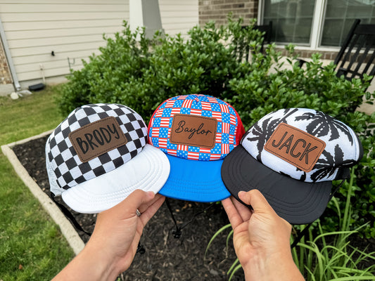 Personalized Leather Patch Ball Cap Hat