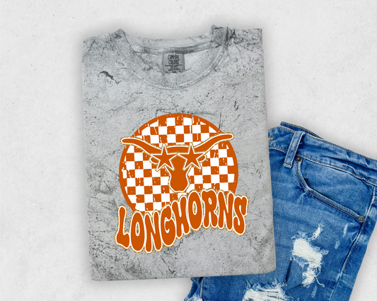 Preppy Longhorn On Distressed Graphic Tee